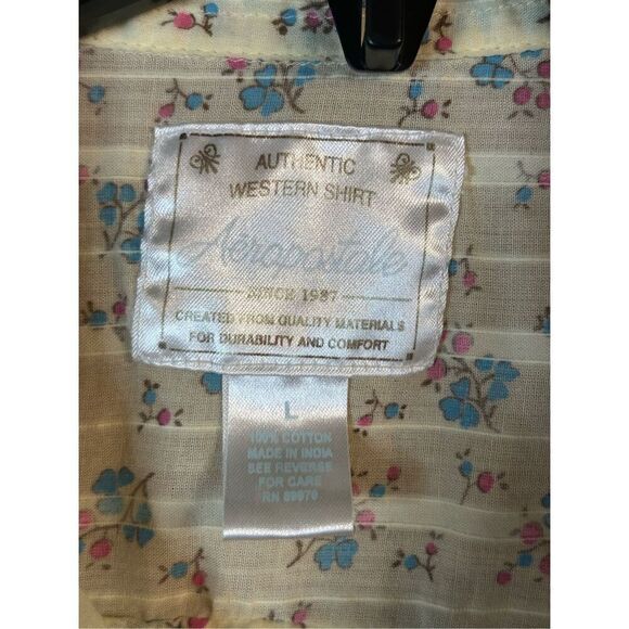 Aeropostale authentic western shirt pearl snap yellow floral size large (8037) - Picture 3 of 5